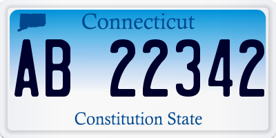 CT license plate AB22342