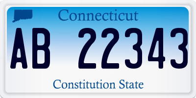 CT license plate AB22343