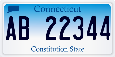 CT license plate AB22344