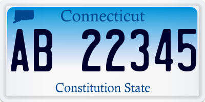 CT license plate AB22345