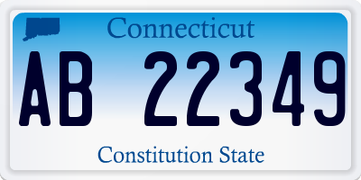 CT license plate AB22349