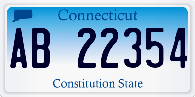 CT license plate AB22354