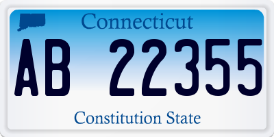 CT license plate AB22355