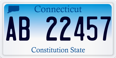 CT license plate AB22457