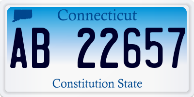 CT license plate AB22657