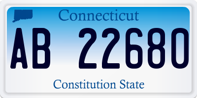 CT license plate AB22680