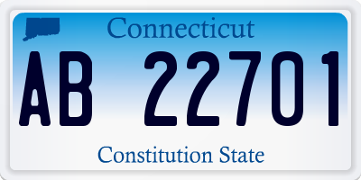 CT license plate AB22701