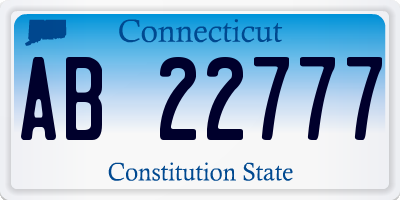CT license plate AB22777