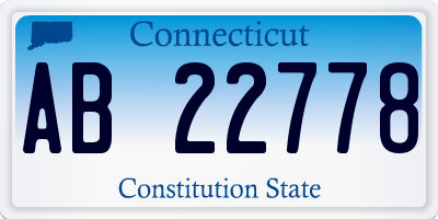 CT license plate AB22778