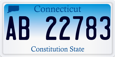 CT license plate AB22783