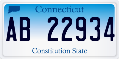 CT license plate AB22934