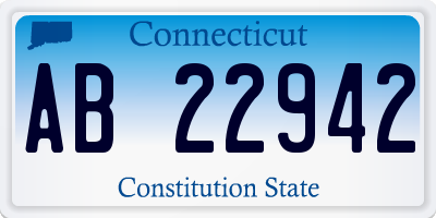 CT license plate AB22942