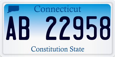 CT license plate AB22958