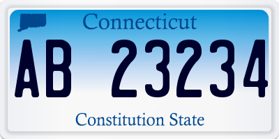 CT license plate AB23234