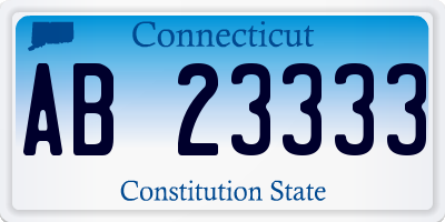 CT license plate AB23333