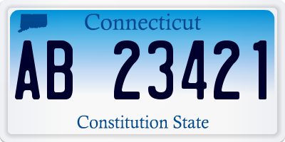 CT license plate AB23421
