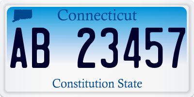 CT license plate AB23457