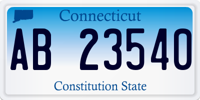 CT license plate AB23540