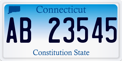 CT license plate AB23545