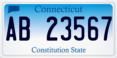 CT license plate AB23567