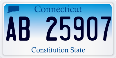 CT license plate AB25907