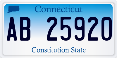 CT license plate AB25920