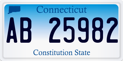 CT license plate AB25982