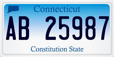 CT license plate AB25987