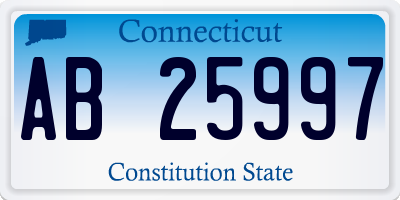 CT license plate AB25997