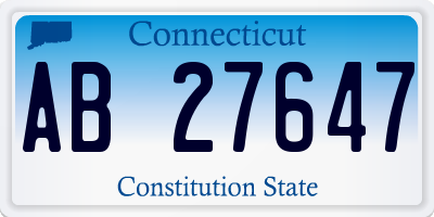 CT license plate AB27647