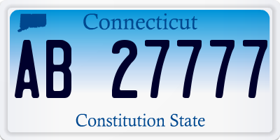 CT license plate AB27777