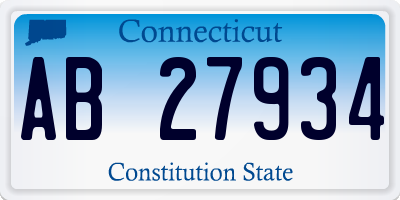 CT license plate AB27934