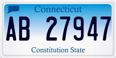 CT license plate AB27947
