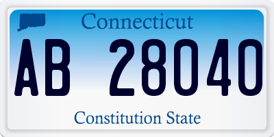 CT license plate AB28040