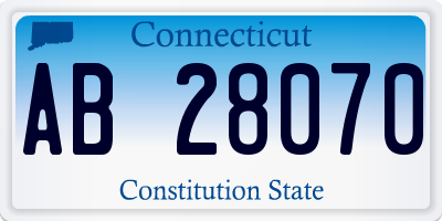 CT license plate AB28070