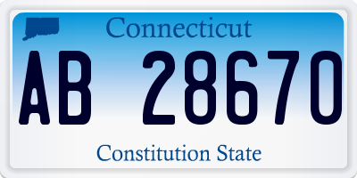 CT license plate AB28670