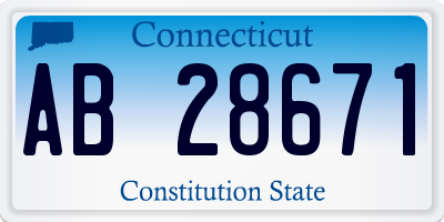 CT license plate AB28671