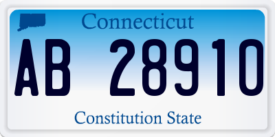 CT license plate AB28910