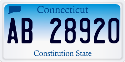 CT license plate AB28920