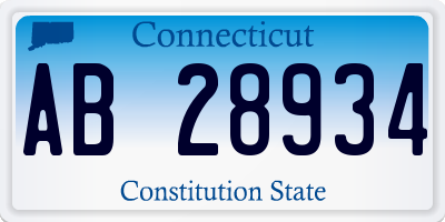 CT license plate AB28934