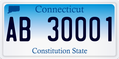 CT license plate AB30001