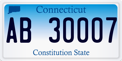 CT license plate AB30007