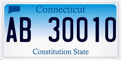 CT license plate AB30010