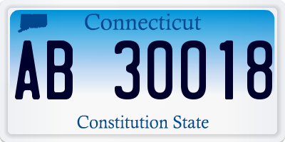 CT license plate AB30018