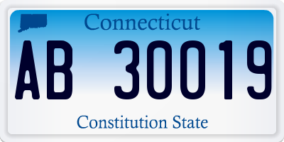 CT license plate AB30019