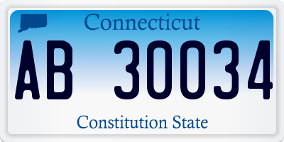CT license plate AB30034