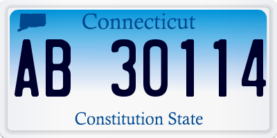 CT license plate AB30114
