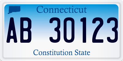 CT license plate AB30123