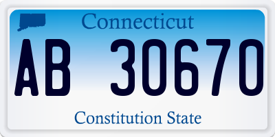 CT license plate AB30670