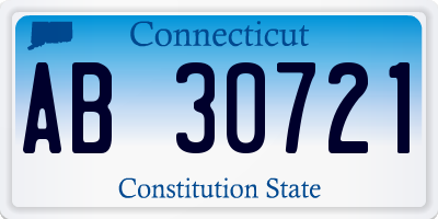 CT license plate AB30721